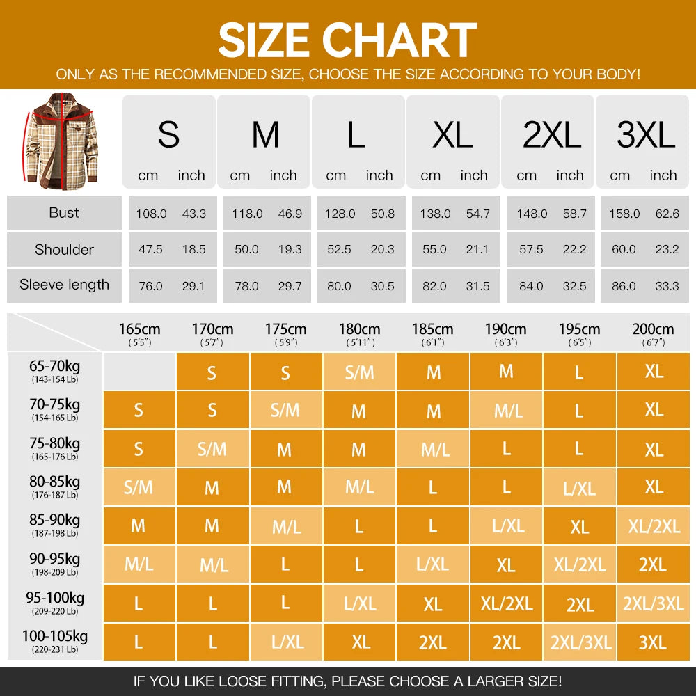 Men's Windproof Bomber Jacket | Sherpa Lined Flannel Coat