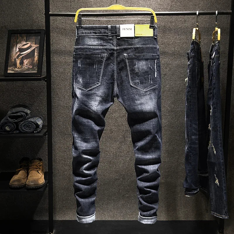 Men's Straight Fit Jeans - High Waist Denim Casual Pants
