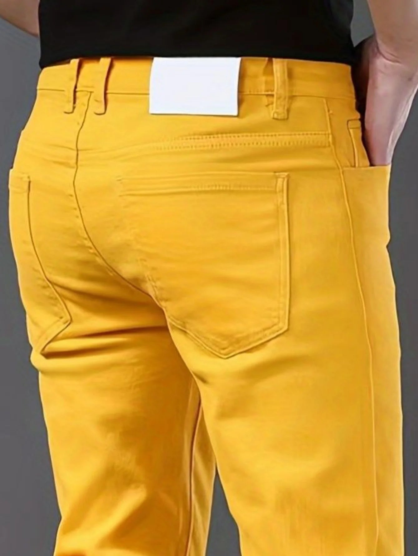 Men's Yellow Fashion Jeans - Slim Fit Elastic Casual