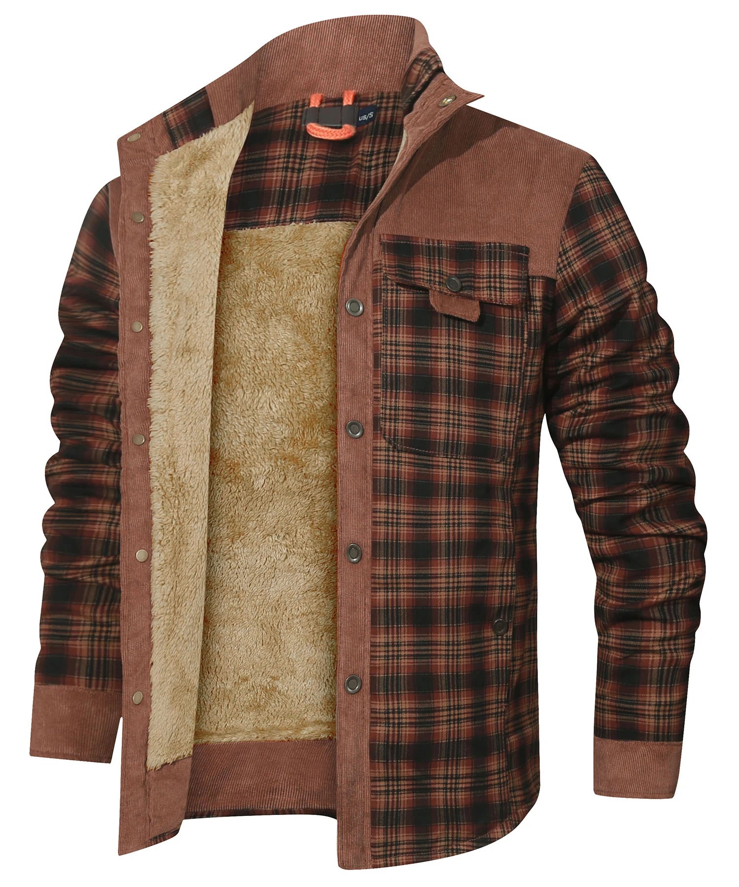 Men's Windproof Bomber Jacket | Sherpa Lined Flannel Coat