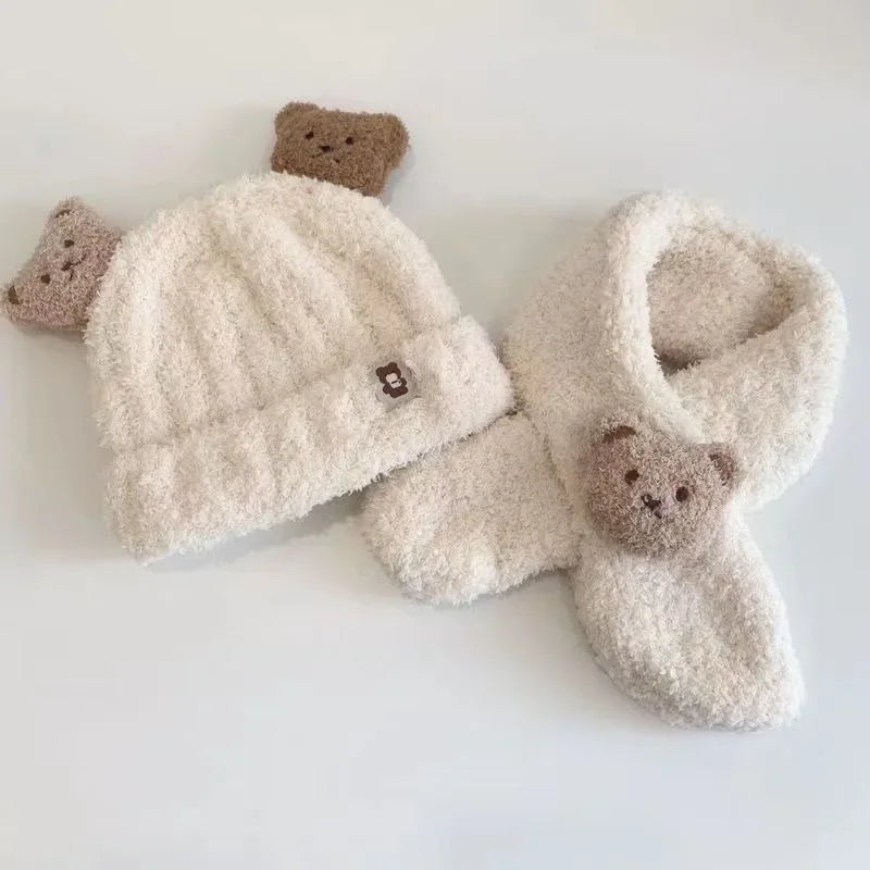 Baby Bear Hat Scarf Set | Plush Ear Protection Winter Warmer