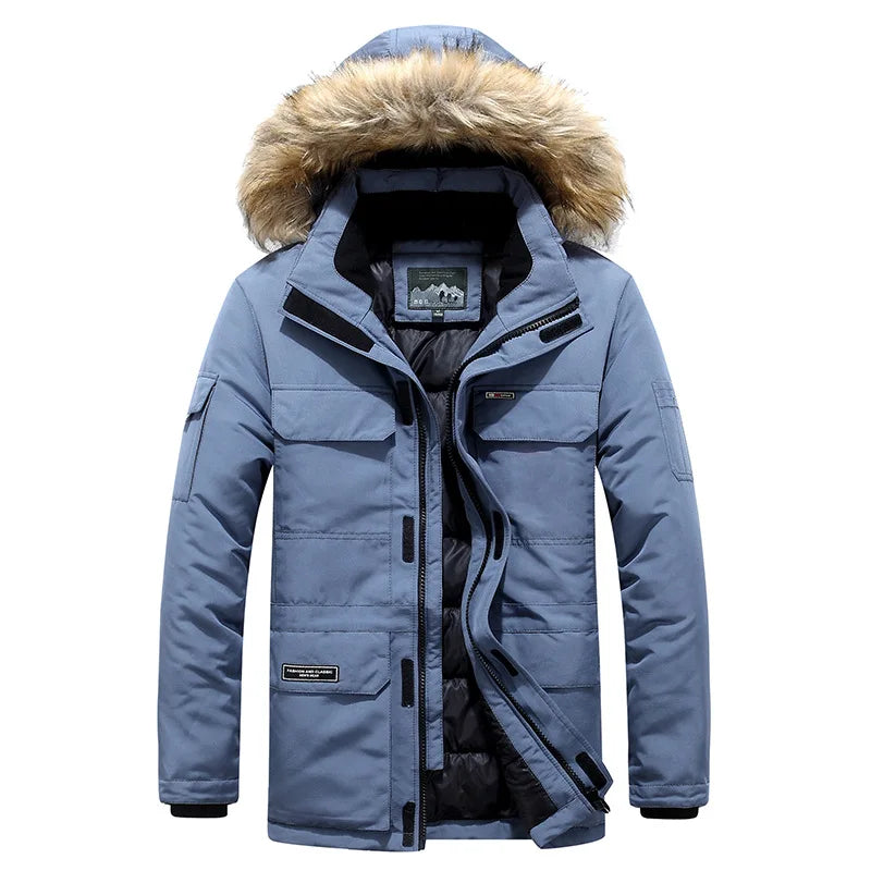 Men's Duck Down Winter Jacket -30°C | Fur Collar Hooded Parka