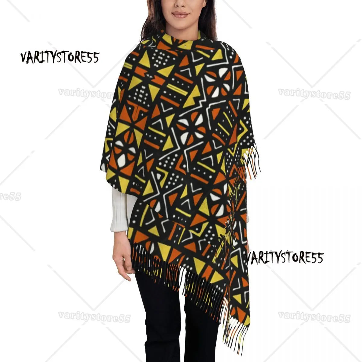 African Bogolan Scarf | Ethnic Tribal Art Shawl Wrap