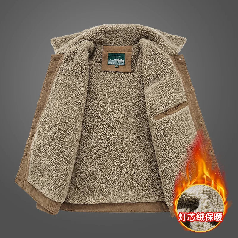 Men's Sherpa Corduroy Jacket | Vintage Cargo Parka