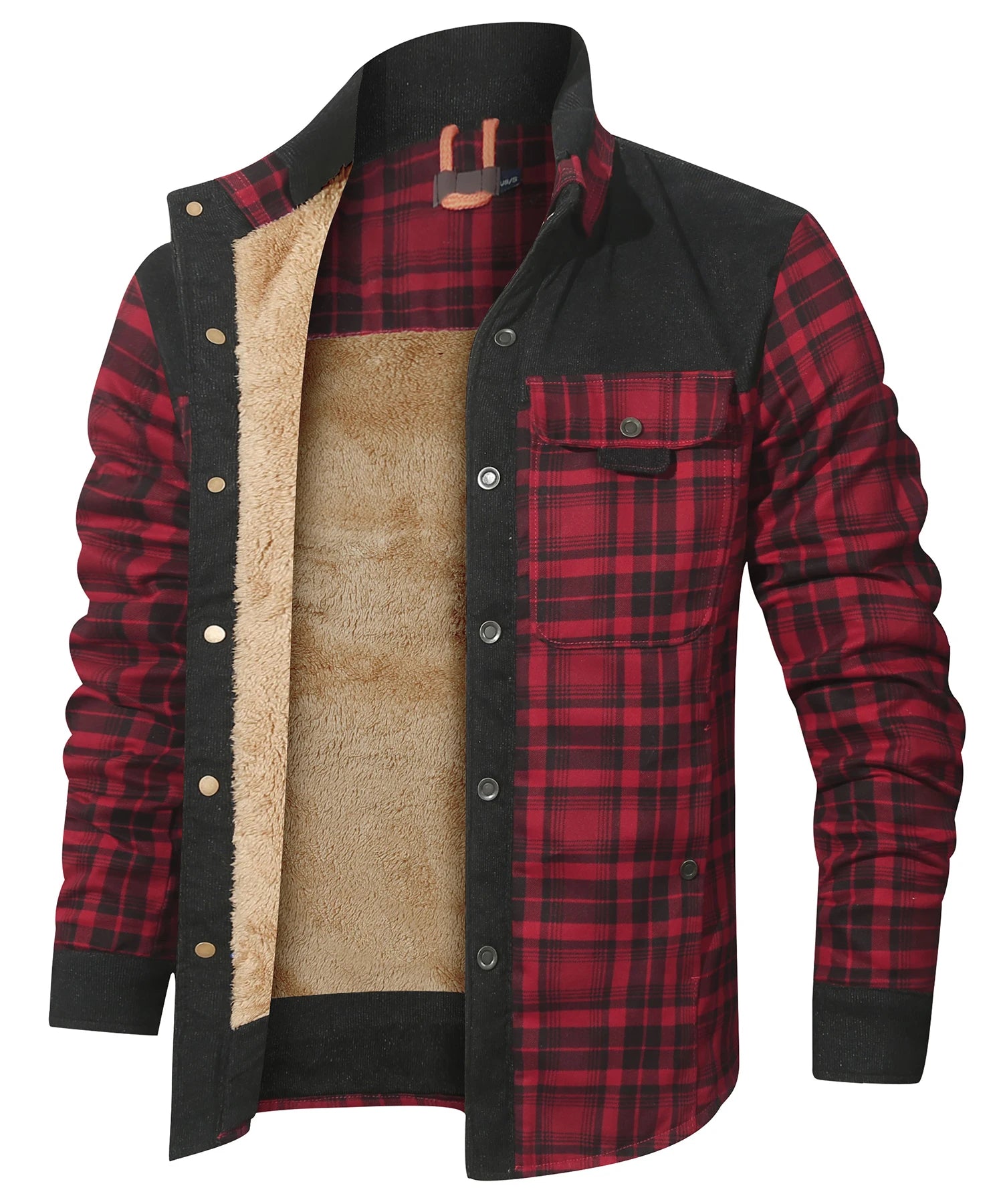 Men's Windproof Bomber Jacket | Sherpa Lined Flannel Coat