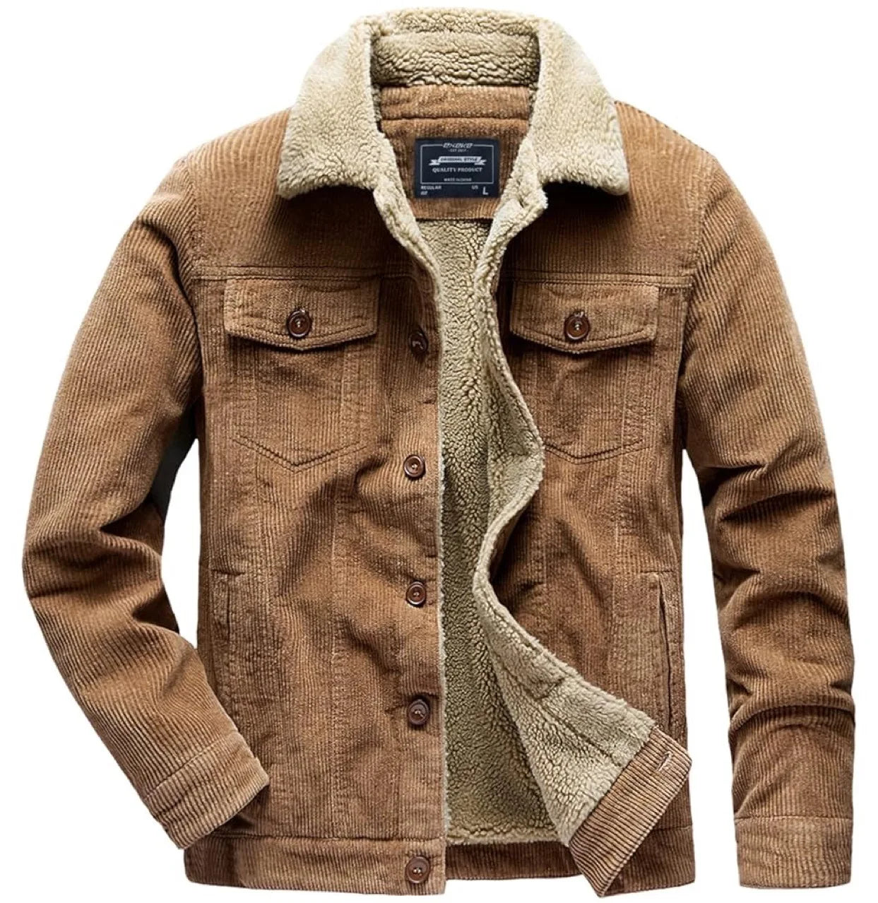 Men's Fleece Casual Parka | Single Breasted Jacket