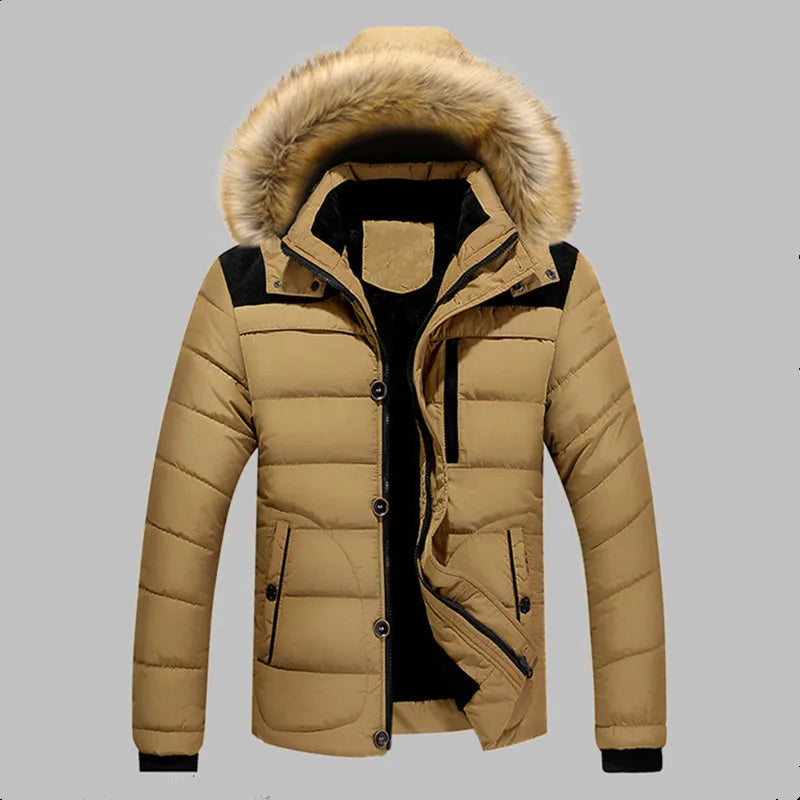 Men's Wool Liner Hooded Parka | Fur Collar Down Jacket