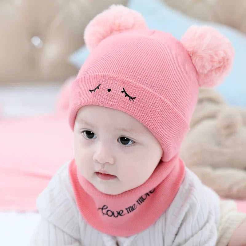 Baby Cotton Hat Scarf Set | Cartoon Warm Toddler Suit