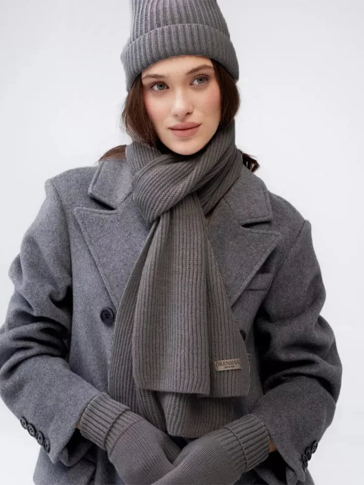 Women's Korean Winter Set | Hat Scarf Gloves Touch Screen