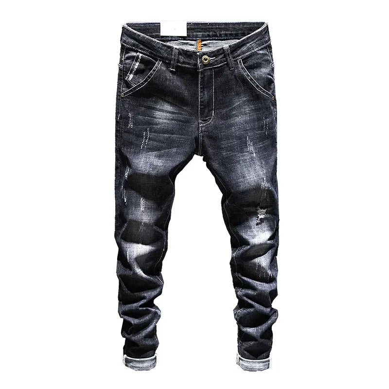 Men's Straight Fit Jeans - High Waist Denim Casual Pants