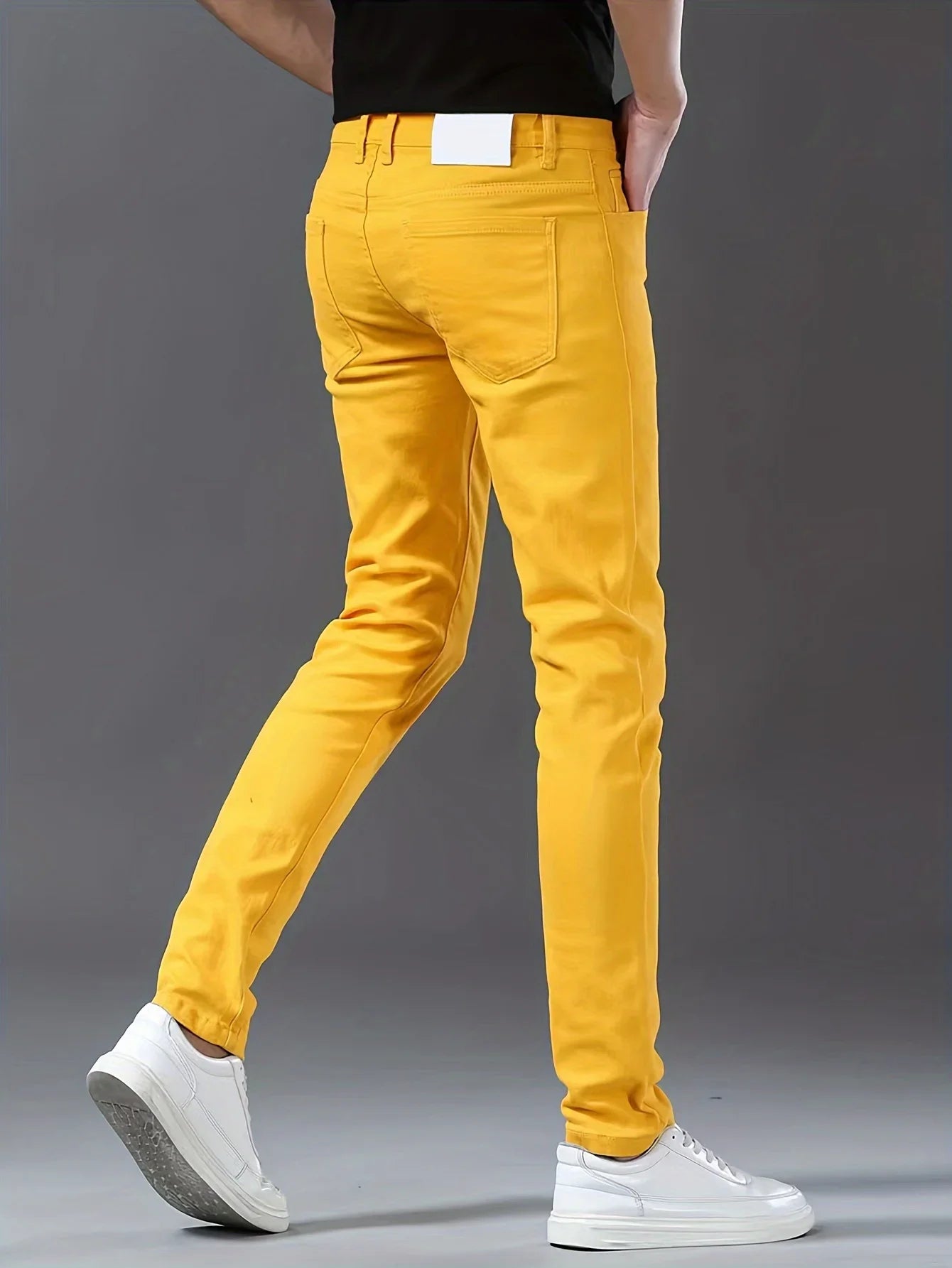 Men's Yellow Fashion Jeans - Slim Fit Elastic Casual