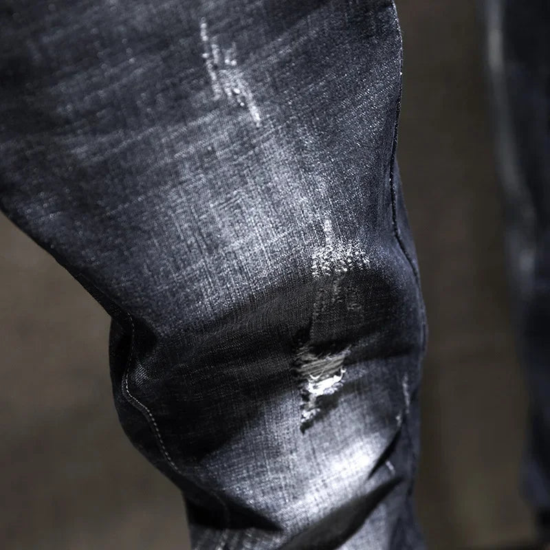 Men's Straight Fit Jeans - High Waist Denim Casual Pants