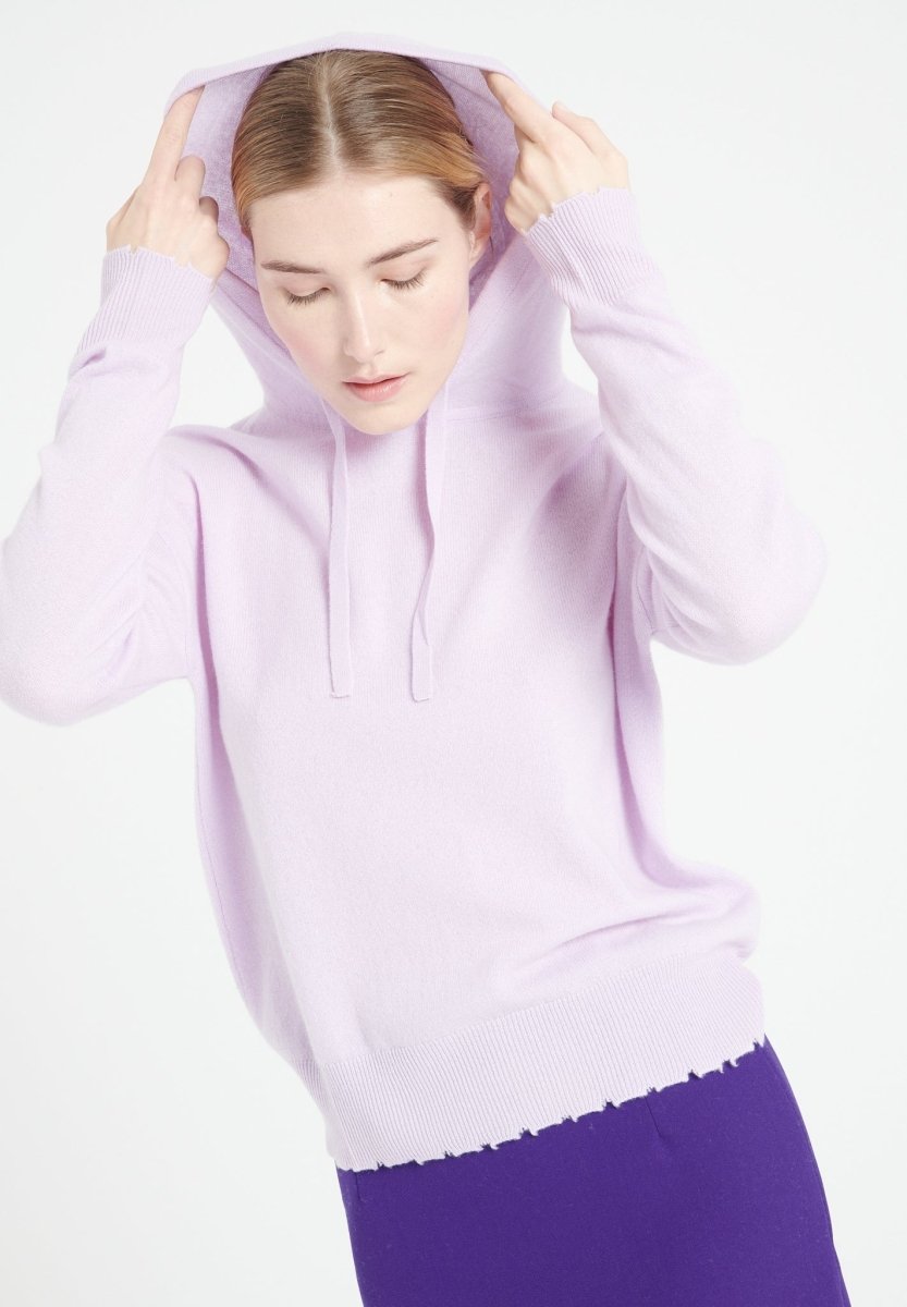 Sweat à capuche femme en cachemire lilas - MIA 16-0