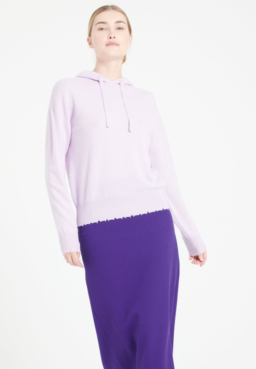 Sweat à capuche femme en cachemire lilas - MIA 16-2