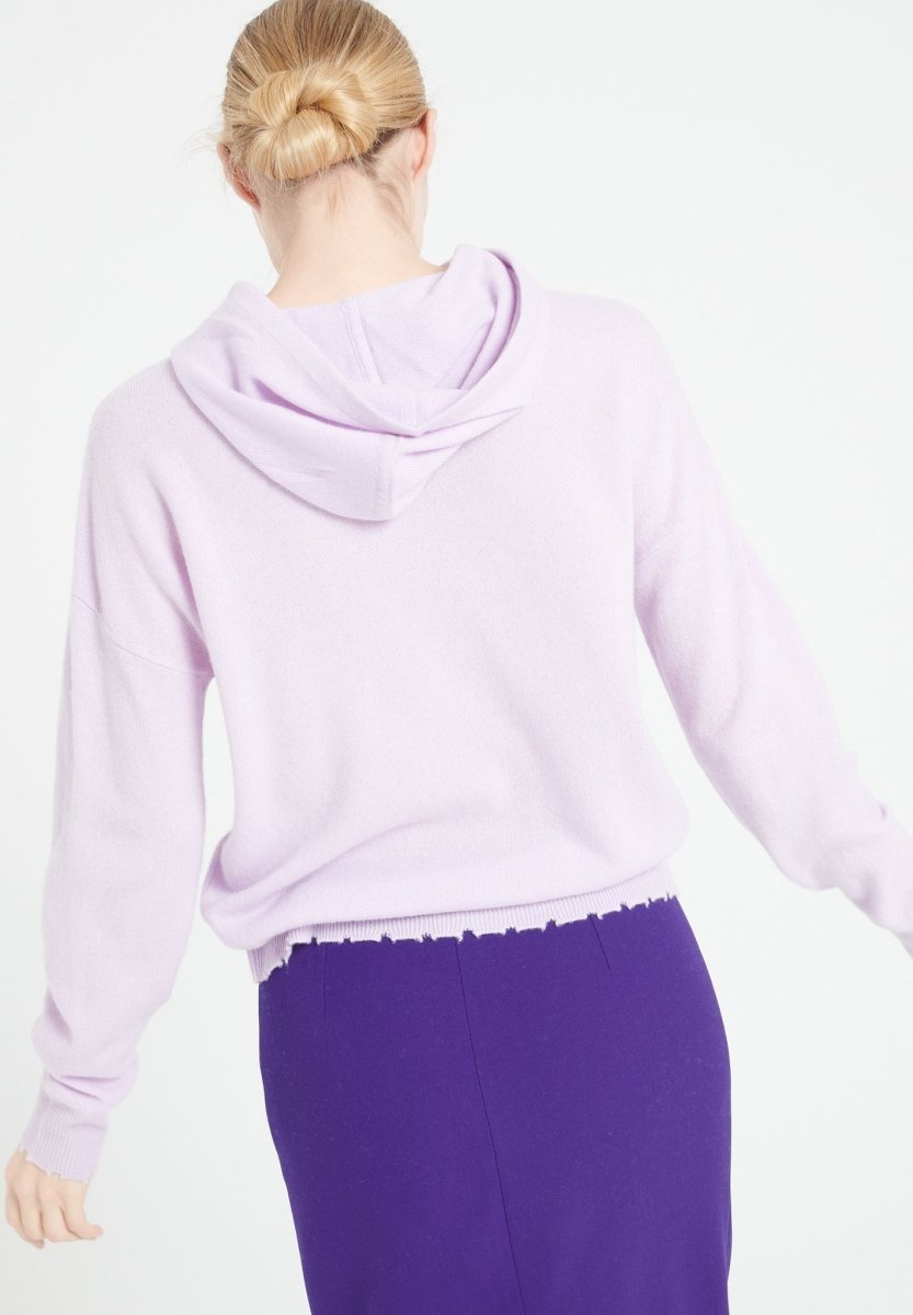 Sweat à capuche femme en cachemire lilas - MIA 16-4
