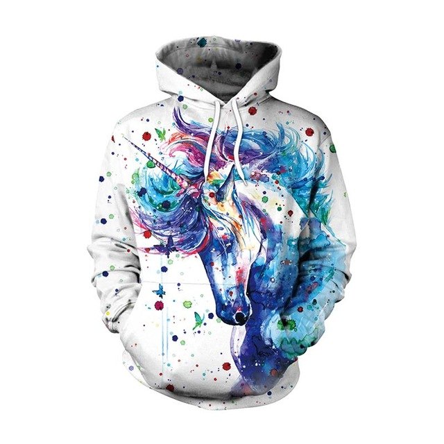 New Fashion Men Women  Unicorn 3D Printed Cartoon Hoodies-0