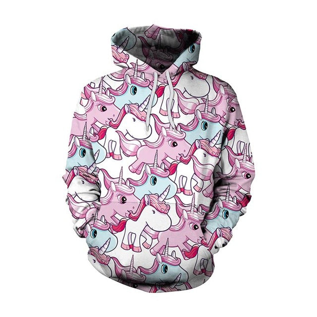 New Fashion Men Women  Unicorn 3D Printed Cartoon Hoodies-2