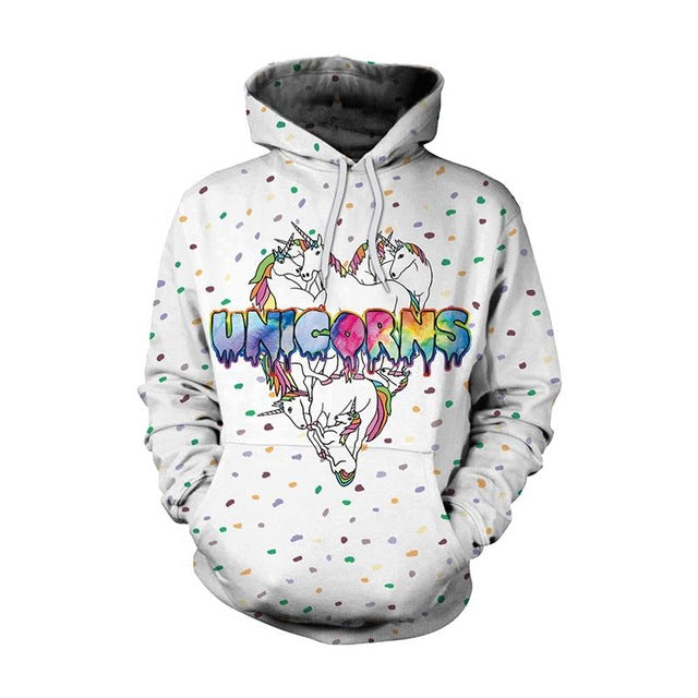 New Fashion Men Women  Unicorn 3D Printed Cartoon Hoodies-1